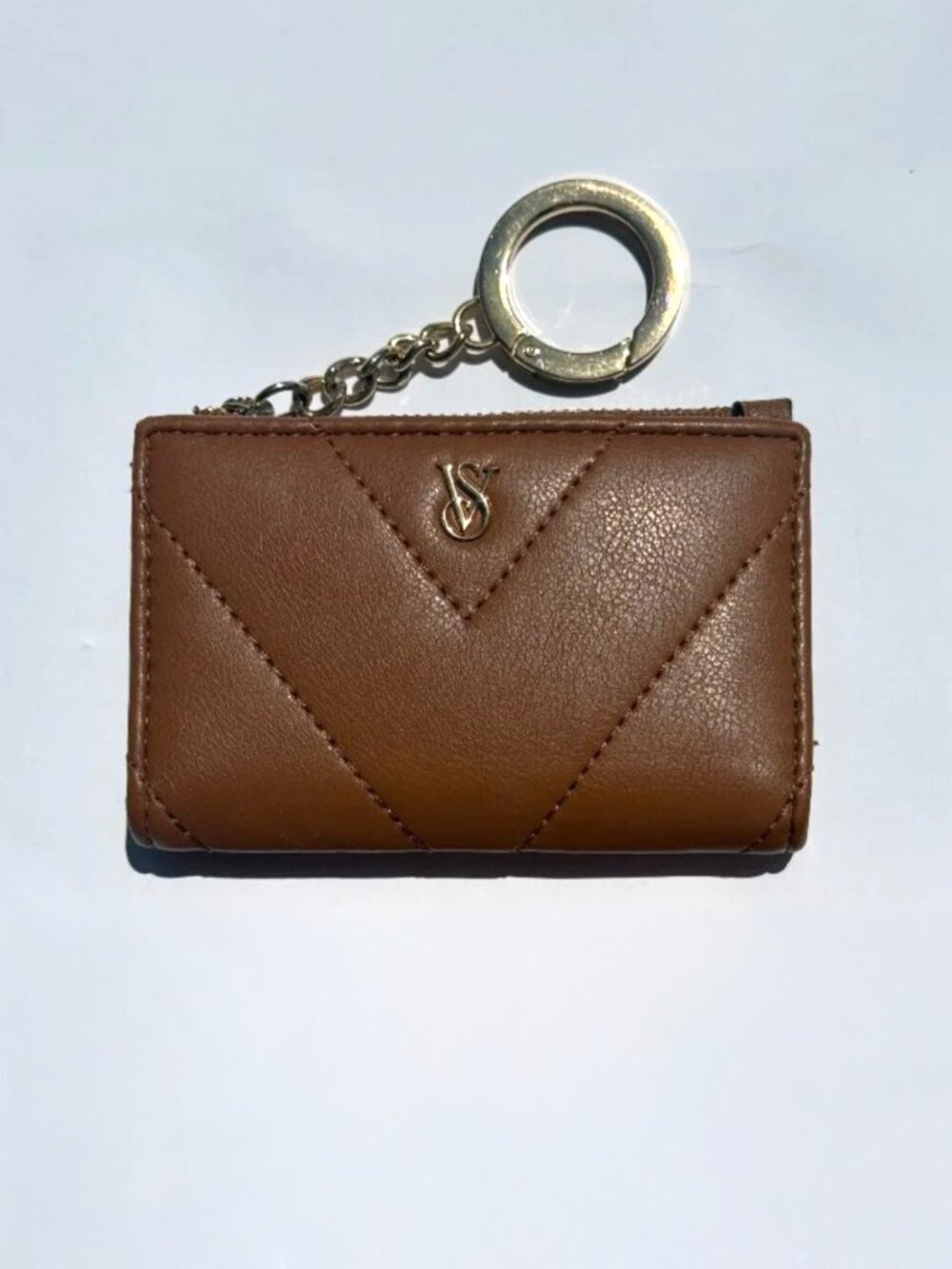 Victoria's Secret Quilted Zip Card Wallet in Camel Brown